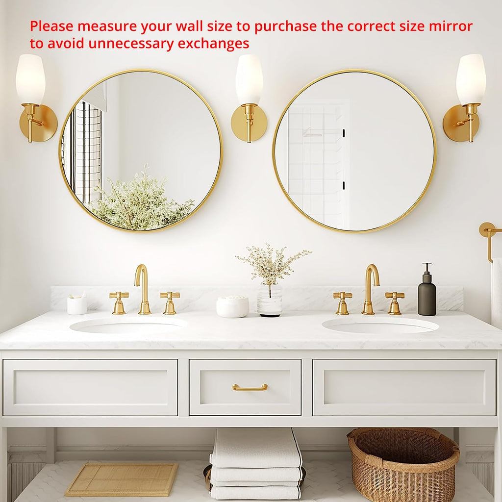 Fabuday Round Gold Mirror for Wall - 20 Inch Circle Mirror for Bathroom, Living Room Decor, Metal Golden Framed Small Circular Mirror