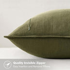 MIULEE Decorative Linen Pillow Covers 18x18 Inch Green | Boho Farmhouse​ - Image 3