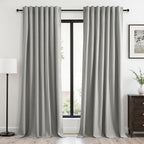 Frost Grey Blackout Linen Curtains 96 Inches Long 2 Panels by Topfinel