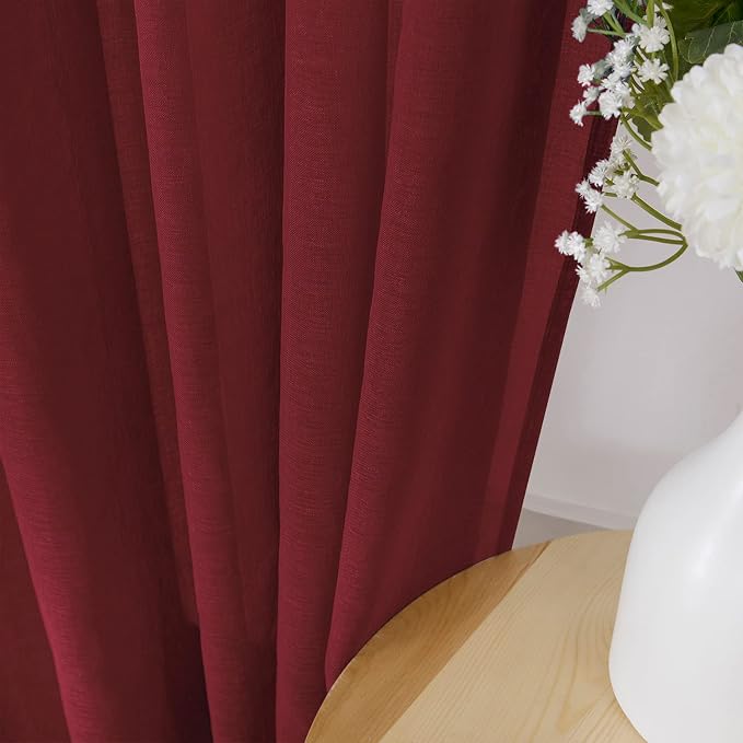 Tollpiz Sheer Curtains Living Room Linen Textured Curtain Sheers Light - Image 3