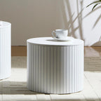 Nesting Cofee Tables Set of 2 with Storage, Modern Round Wooden Coffee Table Circle Side Tables Accent Walnut Table for Living Room, Small Spaces, Bedroom,Balcony, Office(19.17" White)