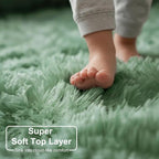 Amdrebio Sage Green Large Fluffy Rug 6x9 - Image 4