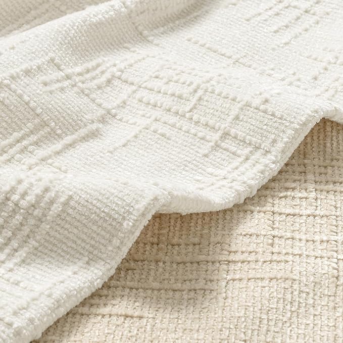 MIULEE Chenille Textured Euro Throw Pillow Covers Cream White 26x26 | Set of 2 - Image 2