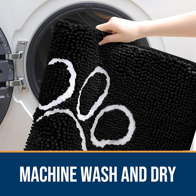 OLANLY Dog Door Mat for Muddy Paws 36x24, Paw Print Design Chenille Mud Mat | - Image 5