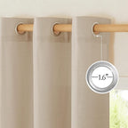 NICETOWN Taupe Thick Linen Curtains 72" Length, Grommet Privacy Window - Image 5