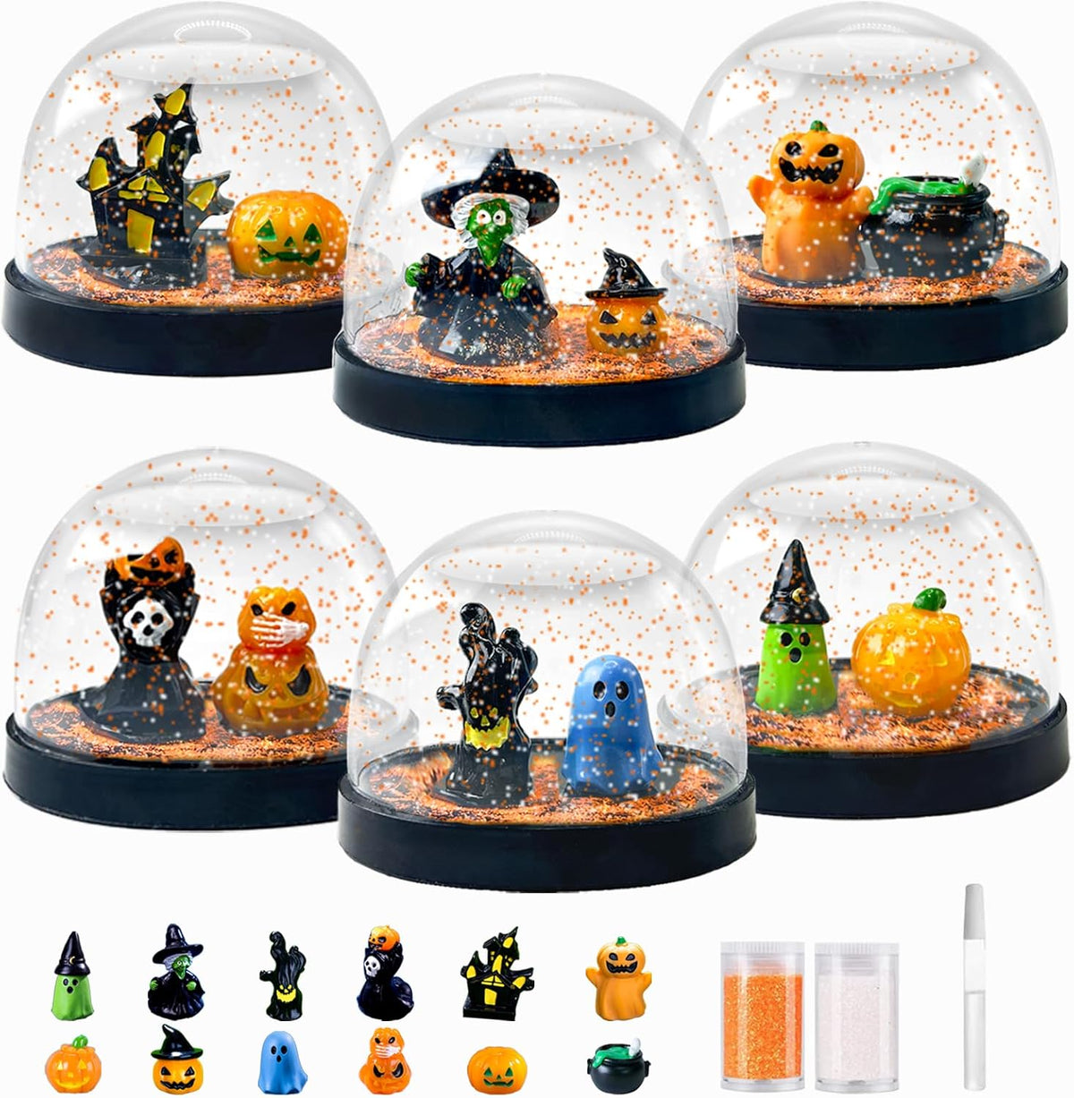 Halloween Snow Globes Making Kit - Make Your Own Snow Globes, Halloween Crafts for DIY Water Globes, Halloween Activities and Gift, Halloween Decorations for Home(6 Packs)