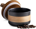 Small Ceramic Jar with Lid, Coffee Container Kitchen Food Storage Jars for Spice Sugar Tea Bag Matcha Container Airtight, Stacairtightkable Decorative Jars for Countertop, Black & 5oz