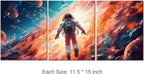 Galaxy Canvas Prints & Posters - 3 Panel Framed Astronaut Artwork for Boys Bedroom & Home Decor