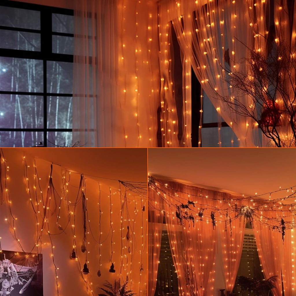 Christmas Mini String Lights Orange, 25FT 100 Count Incandescent Connectable Halloween Lights, UL Listed Waterproof Christmas Decorations for Indoor Outdoor Party Home Garden Decor, White Wire