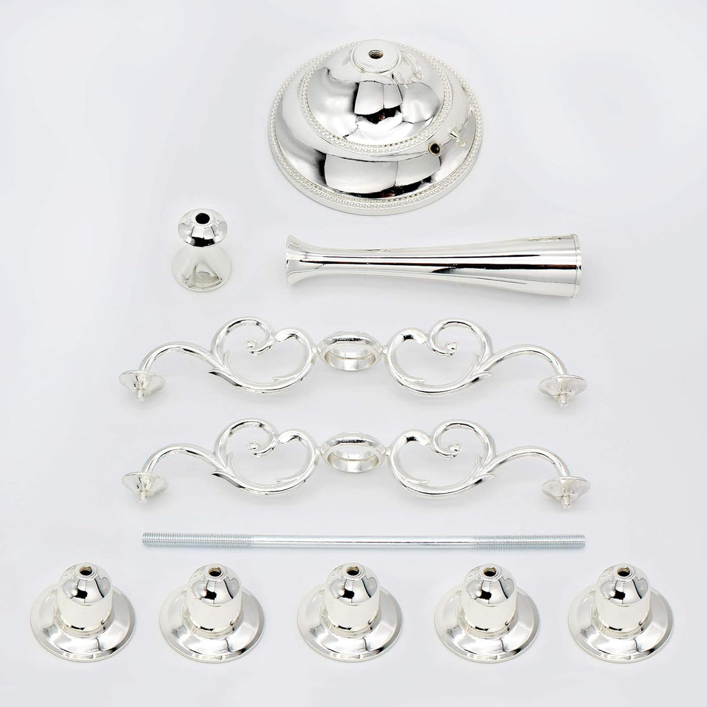Metal Candelabra 5-Candle 10.1 Inch Tall Candle Holder Stick for Home Wedding Event and Party Festival,Silver