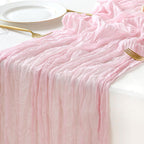 Sioloc 1 Pack Light Pink Cheesecloth Table Runner Fall Autumn Decor for 10ft(35" x120" ) Table Cloth for Tea Wedding Birthday Party Baby Bridal Shower Halloween Thanksgiving