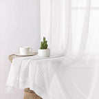 White Sheer Curtains 90 Inches Long 2 Panels, Farmhouse Voile Window Drapes Rod - Image 7