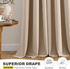 MIULEE Blackout Curtains for Bedroom 2 Panels 34 x 45 Inch Long Beige | Thermal - Image 5