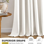 MIULEE Blackout Curtains for Bedroom 2 Panels 40 x 63 Inch Long Ivory | Thermal - Image 5