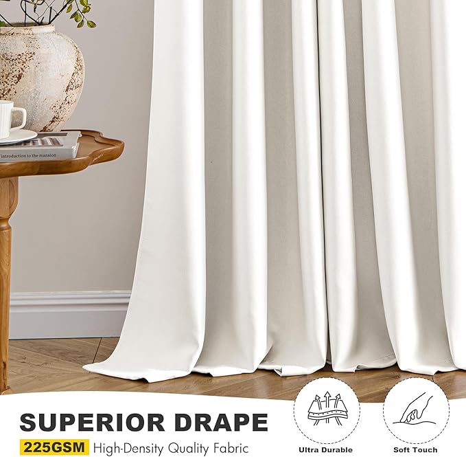 MIULEE Blackout Curtains for Bedroom 2 Panels 40 x 63 Inch Long Ivory | Thermal - Image 5