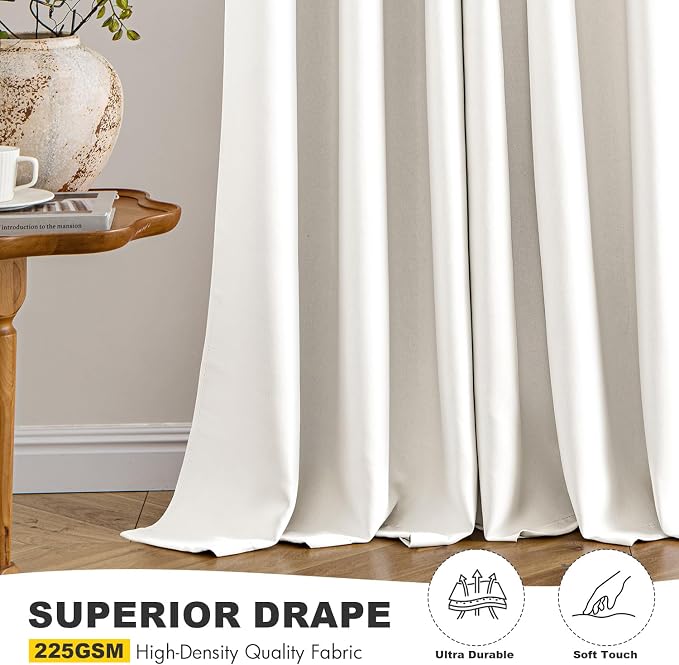 MIULEE Blackout Curtains for Bedroom 2 Panels 55 x 68 Inch Long Ivory | Thermal - Image 5