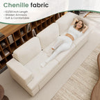 Sofa, 63” Comfy Loveseat Sofa Couch with Deep Seats, Couch for Living Room, Modern Sleeper Sofa, Beige Chenille