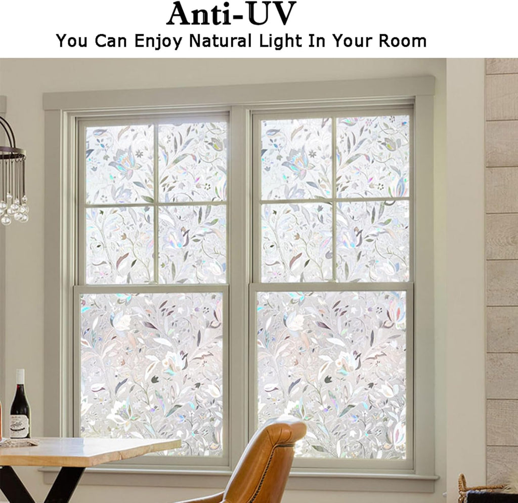 Kromapolis Window Film Privacy Frosted - Stained Glass Decorative Film, Non-Adhesive, No-Glue (23.6 x 118.1 inch)