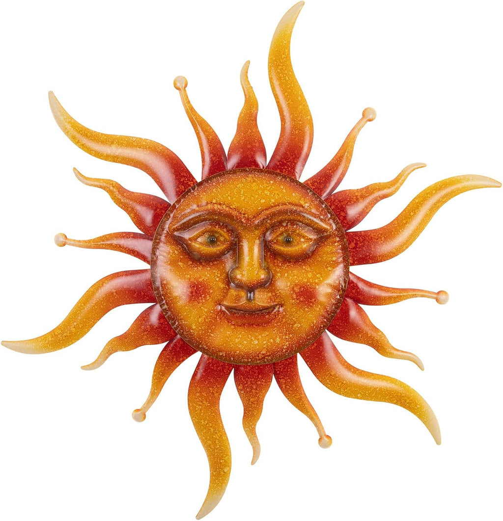 VZVXCC Sun Metal Wall Art Outdoor Decor-Rustic Retro 3D Sun Face Metal Wall Sculpture Large Outdoor Wall Art Hanging Decoration Garden, Patio, Farmhouse Mothers Day Gifts