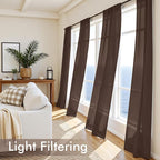 MIULEE Chocolate Sheer Curtains 72 Inches Long 4 Panels 42 x 72 Inches | Light - Image 4