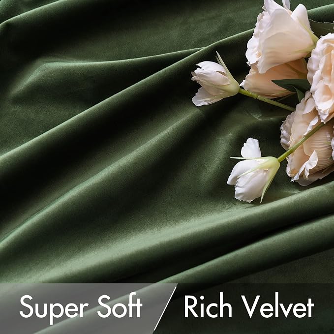 MIULEE Velvet Curtains Extra Wide 72x84 inches Olive Green Curtains | Luxury - Image 4
