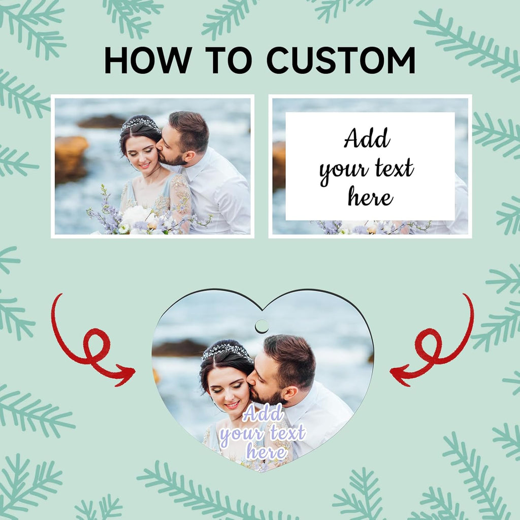 Personalized Christmas Ornaments 2025, Wood Custom Photo Text Hanging Ornament Customized Christmas Tree Decorations Gift for Family, Kids, Friends, Couples, Wedding
