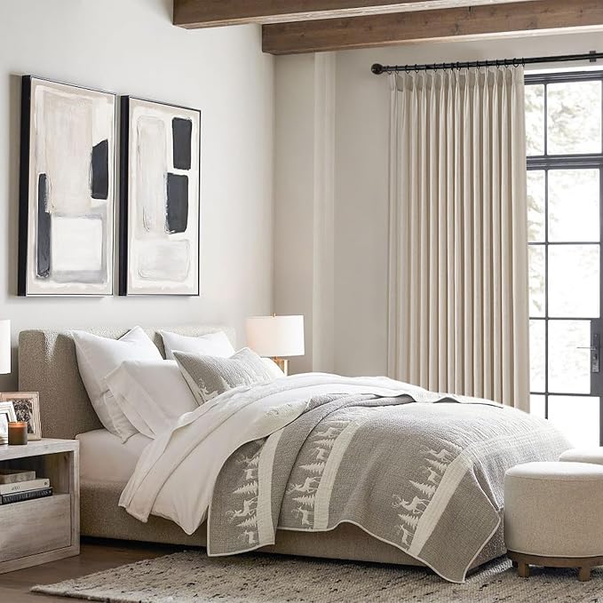 96 Inches Long Pleated Sheer Curtains, Oatmeal Linen Blended Light Filtering - Image 5