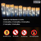 Sky Blue Flameless Candle, with Built-in Star Clusters, 9 LED Candles, 11 Button Remote Control, 24-Hour Cycle Timing, Flashing Flames, Real Wax, Battery Powered. (Full Sky Star Series)…