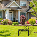 Personalized Modern Large Metal Address Sign for Yard, Custom House Number Sign Street Name Plaque for Outside, Outdoor Lawn Address Post Home Garden Decoration Plaque with Stakes