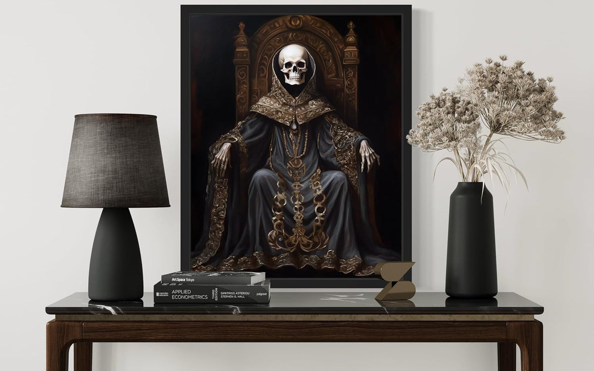 Skull King Poster Art Print, Halloween Scary Vintage Wall Art Academia Spooky Painting Decoration for Horror Prints, Gothic Posters Bedroom Decor 89 (Skull King 1, 11 x 14 inches, Unframed)