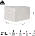 WUIKE 3 Pack Large Fabric Storage Baskets with Cover for Bedroom, Closet Storage Bins with Lids for Clothes, Towel, Blanket, Purse, Hats
