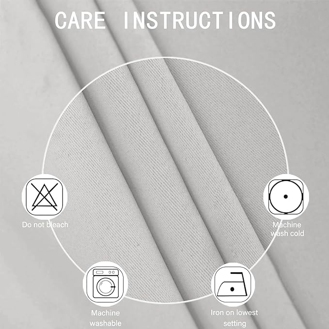 Light Grey Blackout Curtains 42 x 54 Inch Length Set of 2 Panels Grommet - Image 4