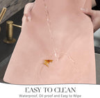MOSAYT Vinyl Placemats Set of 6-12 X 17 Inch - Faux Leather 100% Waterproof Oil-Proof Wipeable PU Place Mats, Heat Resistant Reversible Table Mats for Kitchen, Dining, Outdoor (Pink)