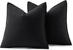 MIULEE Decorative Linen Euro Sham Pillow Covers 22x22 Inch Black | Boho - Image 6