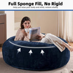 5FT，Big Bean Bag Chairs for Adults，Large beanbag with Filler Included，Memory Foam Material，Easy to Clean and Washable Corduroy Fabric，Suitable for Living Room and Bedroom (Blue, 5 Foot)