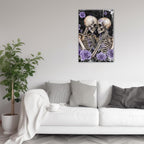 Skull Canvas Wall Art Couple Skeleton Holding Each Other Picture Art Poster Abstract Lover Painting Modern Artwork Horrible Halloween Decor(Artwork-2,28"x42")