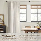 MIULEE Beige White Pinch Pleated 100% Blackout Linen Curtains 40x63 Inches | - Image 3