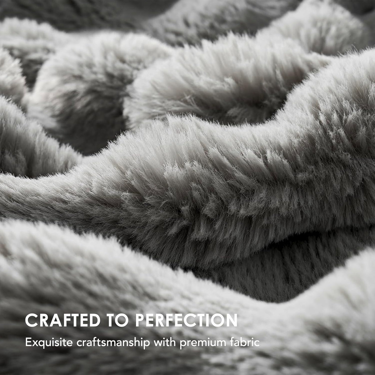 EVERGRACE Ultra Soft Luxury Fluffy Ridgeline Faux Rabbit Fur Throw Blanket, Thick Warm Bubble Throw for Bed, Cozy Plush Reversible Blankets for Couch, Chair, Sofa, Grey, 50x60 Inches, 870 GSM