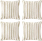 MIULEE Faux Fur Plush Decorative Throw Pillow Covers 18x18, Cream White | Set - Image 8