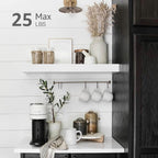 QEEIG Floating Shelves for Wall Bathroom Shelf Bedroom Kitchen Living Room Farmhouse Small Book Shelf 16 inch Set of 2, White (015-W2)