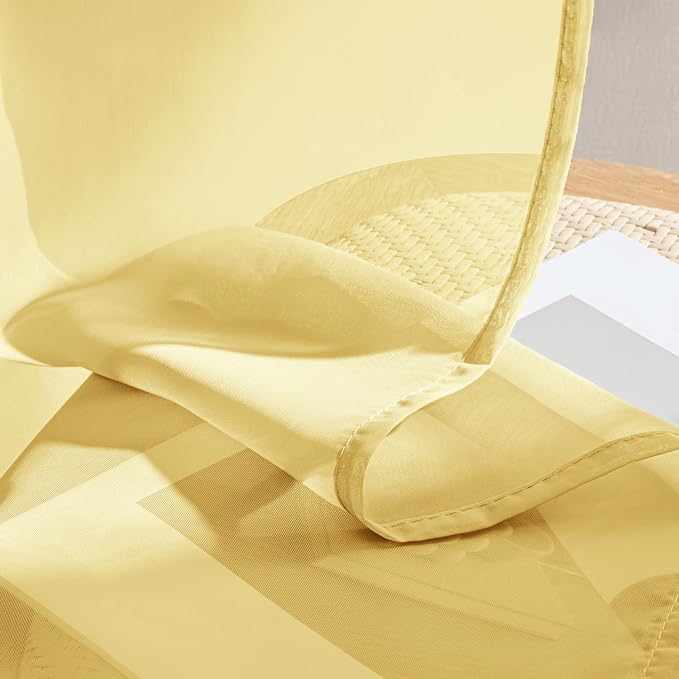 MIULEE Yellow Sheer Curtains 63 Inches Long 4 Panels 42 x 63 Inches | Light - Image 8