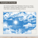 AFZEVEB-Ceiling Mural Blue Sky White Clouds Wallpaper for Living Room 159"x107"(Not Peel and Stick)