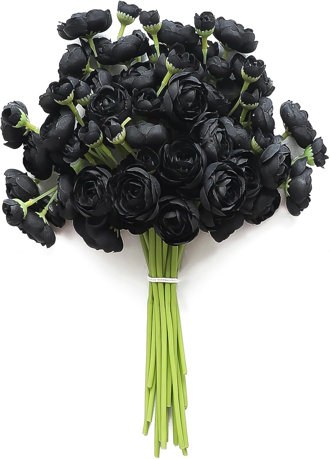Floroom Ranunculus Artificial Flowers 18 Pcs Black Faux Silk Mini Ranunculus Bulk Fake Wedding Filler Flowers for DIY Bouquets, Centerpieces, Bridal Shower Decorations & Arrangements