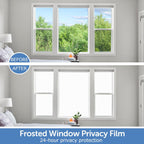 HIDBEA Frosted Window Privacy Film - Non Adhesive Static Cling Glass Stickers Sun UV Blocking Heat Control Door Covering Decals for Home Office, Frosted White, 17.3 x 98.4 Inch