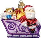 Old World Christmas Rudolph The Red-Nosed Reindeer Santa and Friends Glass Blown Ornament for Christmas Tree