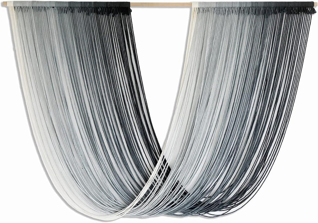 Flber Macrame Wall Hanging Large-Scale Dip-Dye Blue Bohemian Yarn Tapestry Home Room Wall Decor 57" Wx 35" L