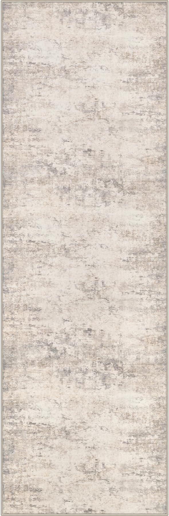 2x6 Washable Runner Rug：Modern Abstract Soft Carpet Brown Beige | by FXRHLP