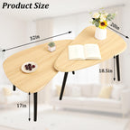Wood Nesting CoffeeTable Set of 2 Irregular Accent Table for Living Room Bedroom Industrial Small Stacking Side Tables for Couch,Natural