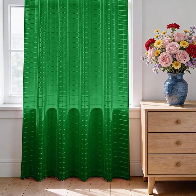 SpaceDresser Check Sheer Curtains 18 Inches Long - Image 3