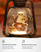 Snow Globe Christmas Decorations - Musical Christmas Snow Globes with 6H Timer,Owls Family Scene Snow Globes Lantern USB or Battery Powered,Christmas Decorations Decor for Home